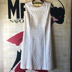 Vintage Yellow/White Honeycomb Cotton Blend Dress